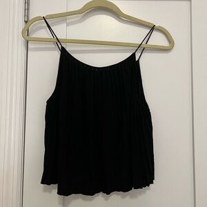 Club Monaco Black Pleated Spaghetti Strap Top